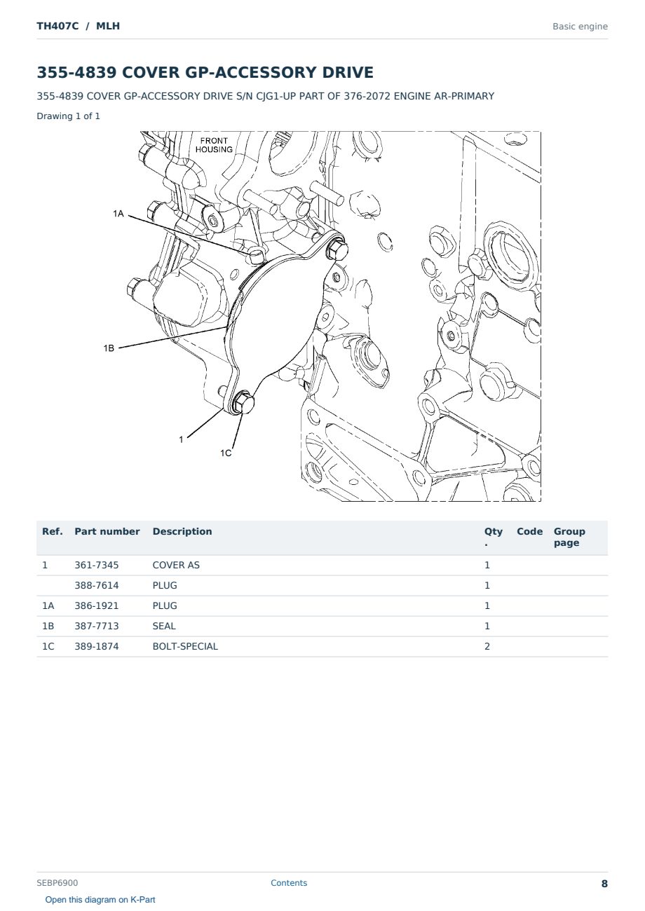 Caterpillar TH407C S/N MLH Partsbook SEBP6900 (English) - sample page 8 of 10 Caterpillar TH407C S/N MLH Partsbook SEBP6900 (English) - sample page 8 of 10