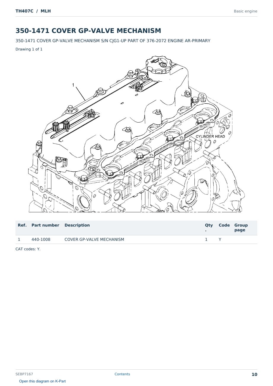 Caterpillar TH407C S/N MLH Partsbook SEBP7167 (English) - sample page 10 of 10 Caterpillar TH407C S/N MLH Partsbook SEBP7167 (English) - sample page 10 of 10