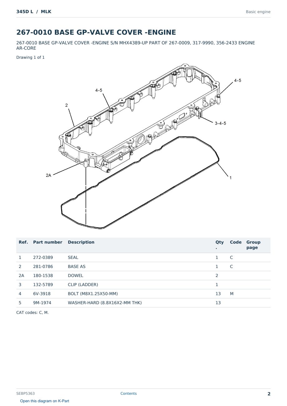 Caterpillar 345D L S/N MLK Partsbook SEBP5363 (English) - sample page 2 of 10 Caterpillar 345D L S/N MLK Partsbook SEBP5363 (English) - sample page 2 of 10