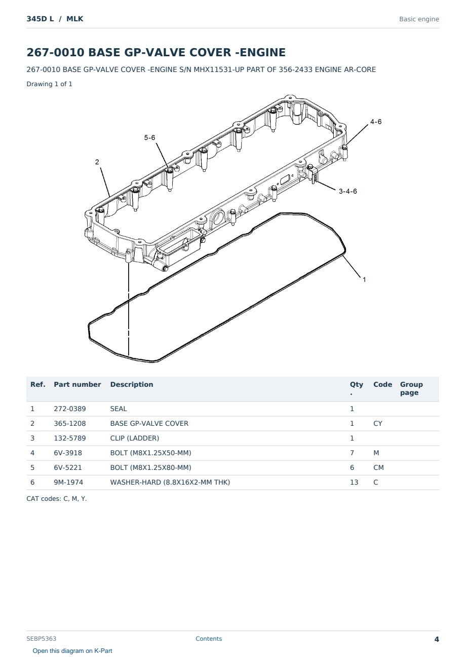 Caterpillar 345D L S/N MLK Partsbook SEBP5363 (English) - sample page 4 of 10 Caterpillar 345D L S/N MLK Partsbook SEBP5363 (English) - sample page 4 of 10