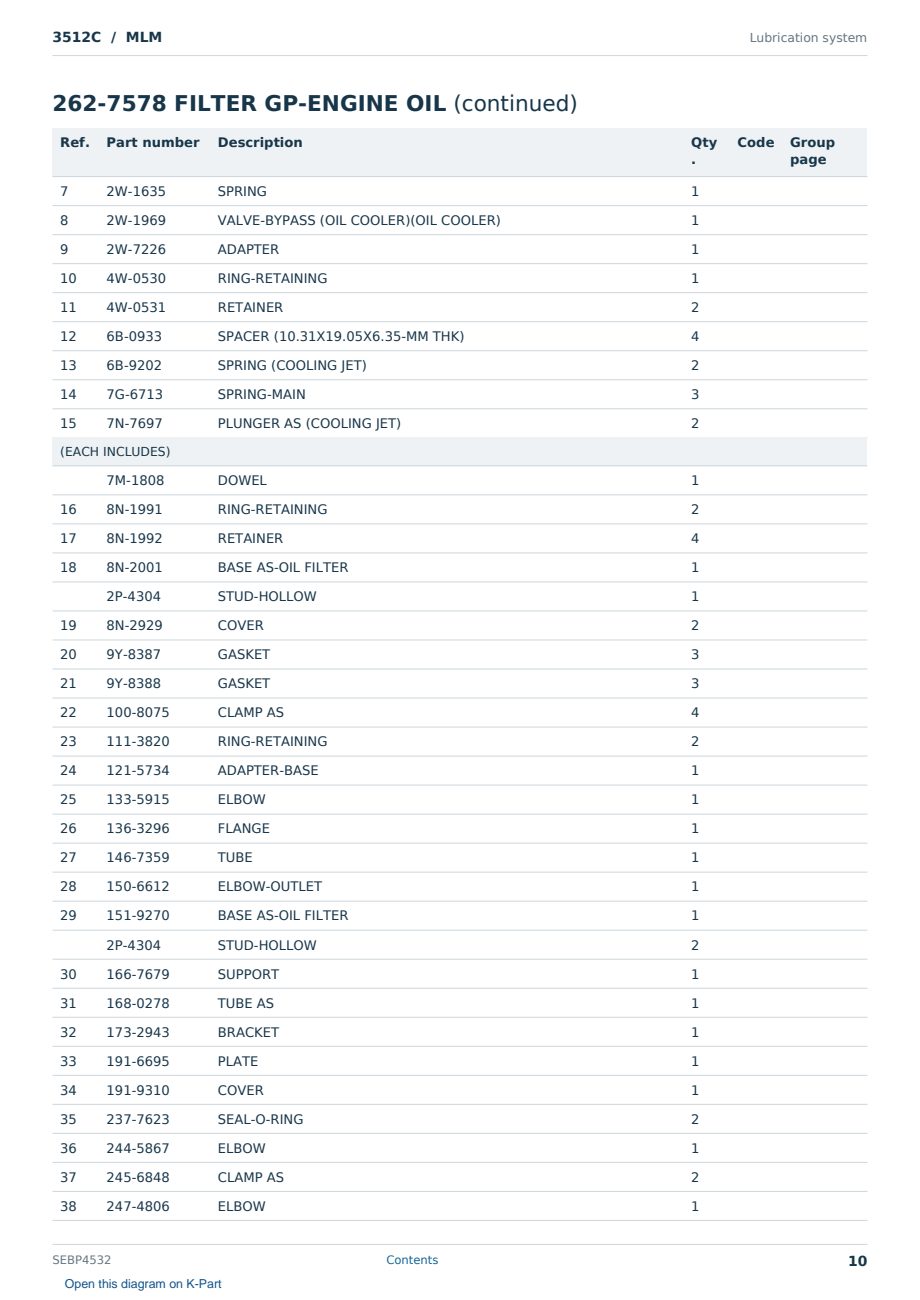 Caterpillar 3512C S/N MLM Partsbook SEBP4532 (English) - sample page 10 of 10 Caterpillar 3512C S/N MLM Partsbook SEBP4532 (English) - sample page 10 of 10