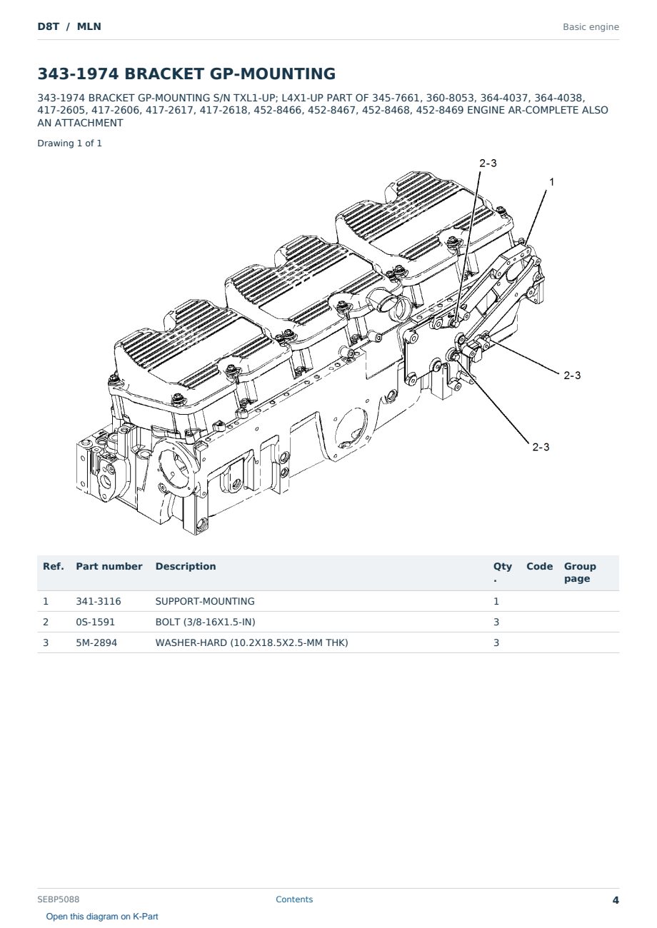 Caterpillar D8T S/N MLN Partsbook SEBP5088 (English) - sample page 4 of 10 Caterpillar D8T S/N MLN Partsbook SEBP5088 (English) - sample page 4 of 10