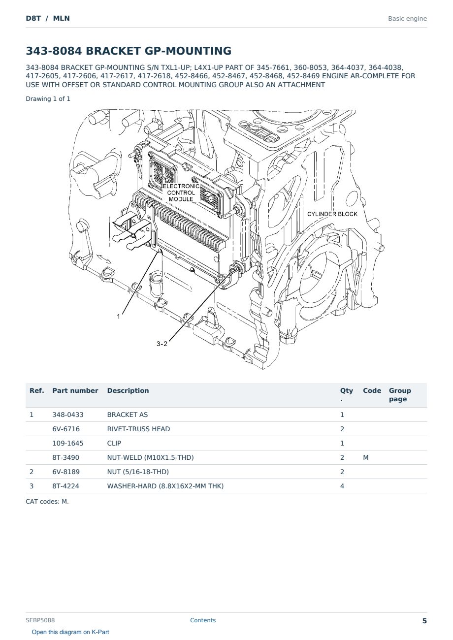 Caterpillar D8T S/N MLN Partsbook SEBP5088 (English) - sample page 5 of 10 Caterpillar D8T S/N MLN Partsbook SEBP5088 (English) - sample page 5 of 10