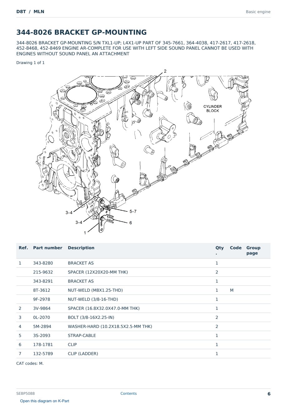 Caterpillar D8T S/N MLN Partsbook SEBP5088 (English) - sample page 6 of 10 Caterpillar D8T S/N MLN Partsbook SEBP5088 (English) - sample page 6 of 10
