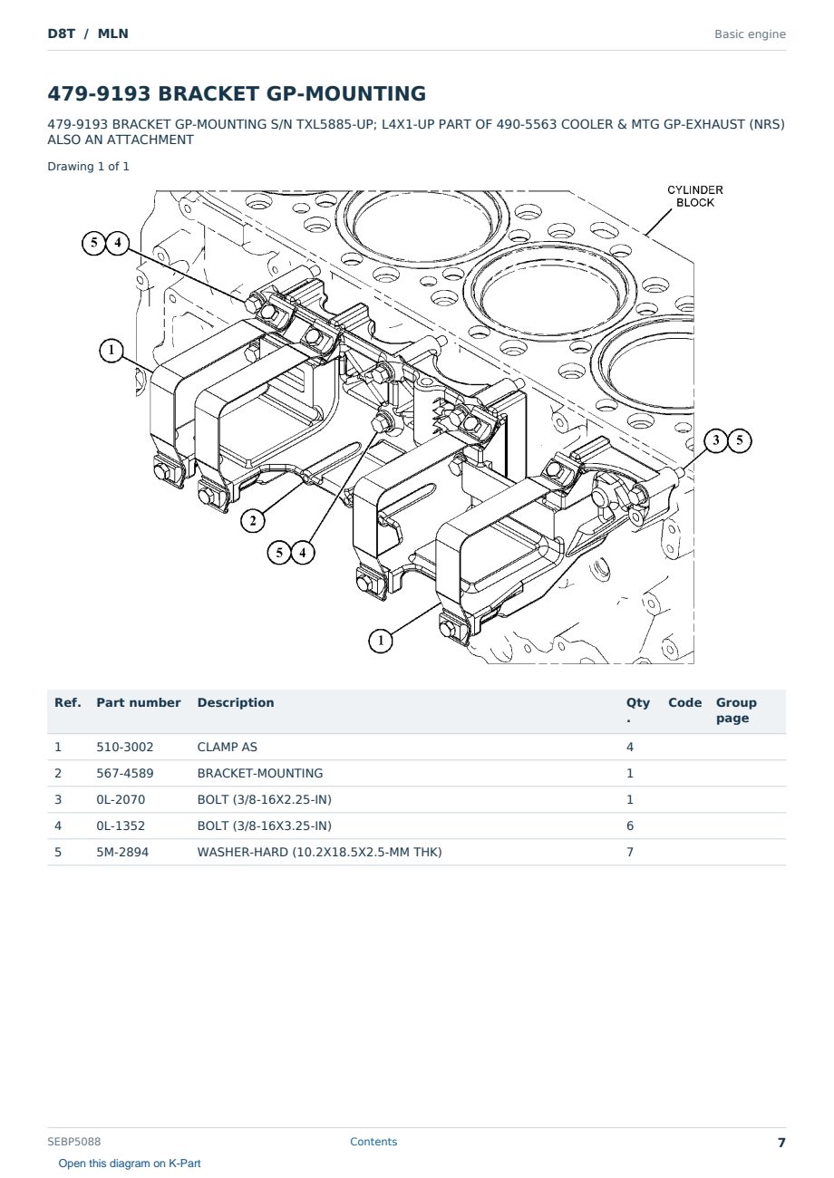 Caterpillar D8T S/N MLN Partsbook SEBP5088 (English) - sample page 7 of 10 Caterpillar D8T S/N MLN Partsbook SEBP5088 (English) - sample page 7 of 10