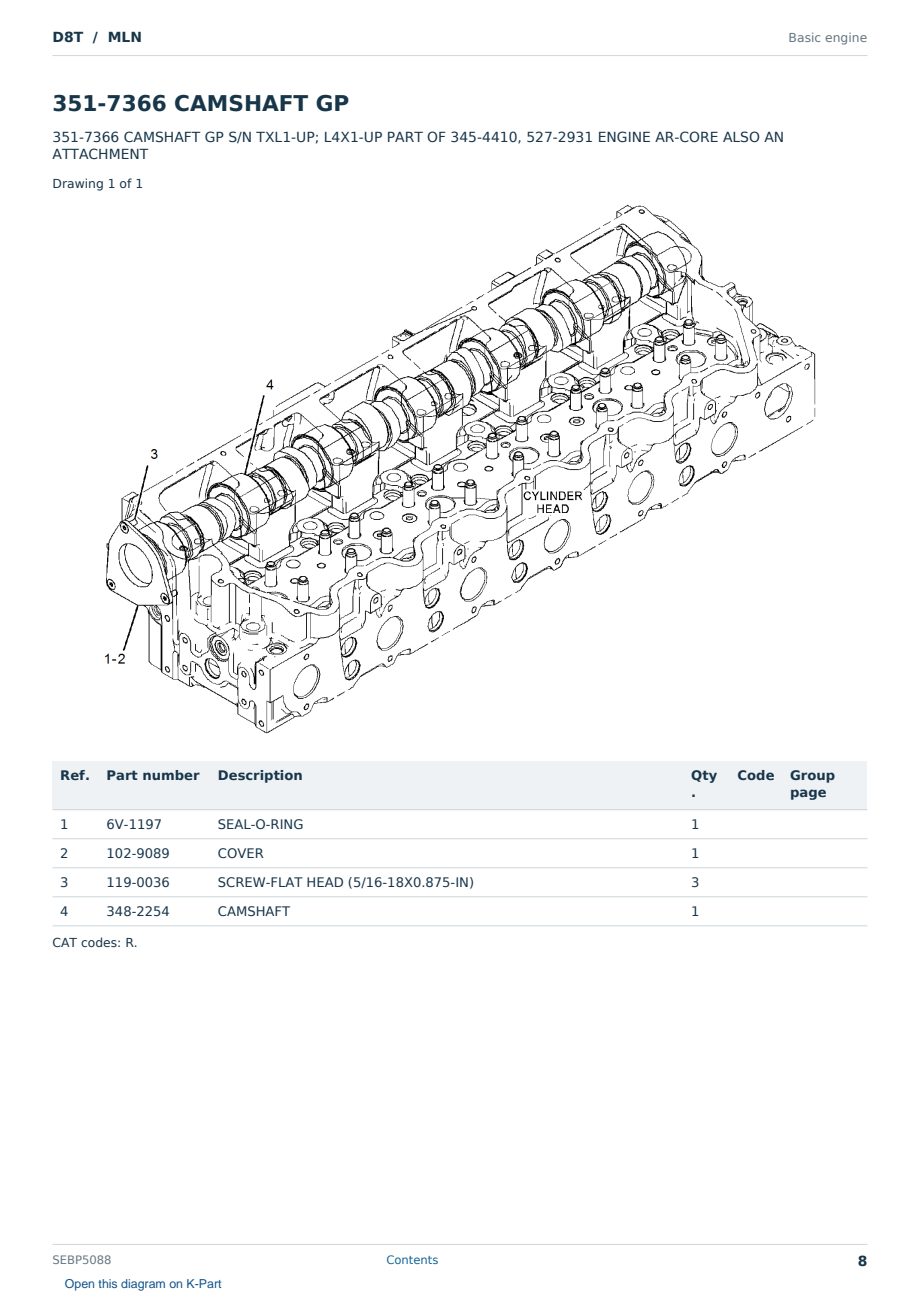 Caterpillar D8T S/N MLN Partsbook SEBP5088 (English) - sample page 8 of 10 Caterpillar D8T S/N MLN Partsbook SEBP5088 (English) - sample page 8 of 10