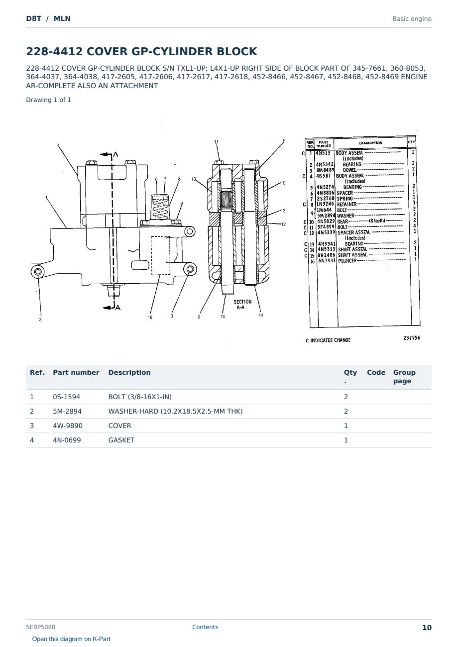 Caterpillar D8T S/N MLN Partsbook SEBP5088 (English) - sample page 10 of 10 Caterpillar D8T S/N MLN Partsbook SEBP5088 (English) - sample page 10 of 10