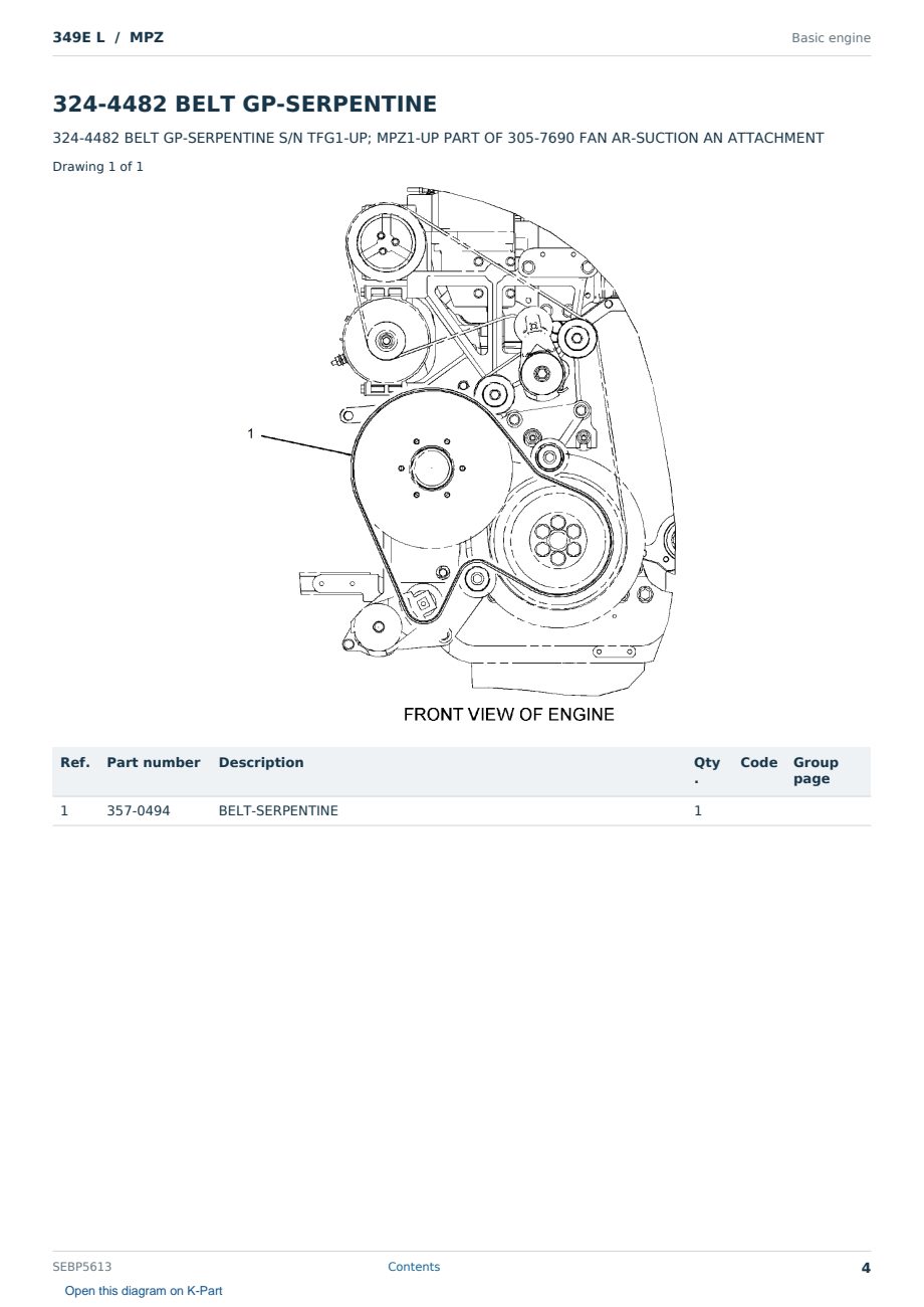 Caterpillar 349E L S/N MPZ Partsbook SEBP5613 (English) - sample page 4 of 10 Caterpillar 349E L S/N MPZ Partsbook SEBP5613 (English) - sample page 4 of 10