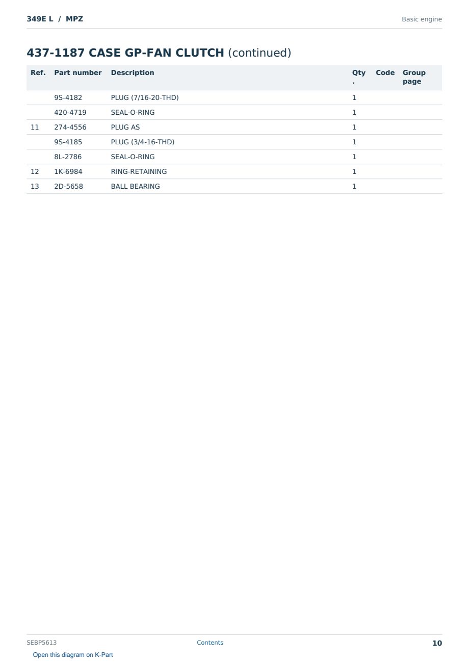 Caterpillar 349E L S/N MPZ Partsbook SEBP5613 (English) - sample page 10 of 10 Caterpillar 349E L S/N MPZ Partsbook SEBP5613 (English) - sample page 10 of 10