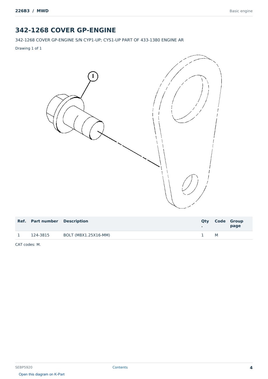 Caterpillar 226B3 S/N MWD Partsbook SEBP5920 (English) - sample page 4 of 10 Caterpillar 226B3 S/N MWD Partsbook SEBP5920 (English) - sample page 4 of 10
