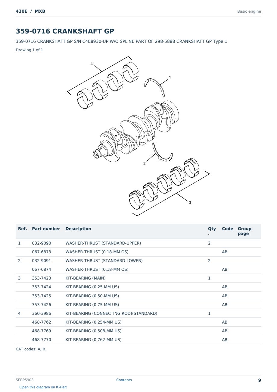 Caterpillar 430E S/N MXB Partsbook SEBP5903 (English) - sample page 9 of 10 Caterpillar 430E S/N MXB Partsbook SEBP5903 (English) - sample page 9 of 10