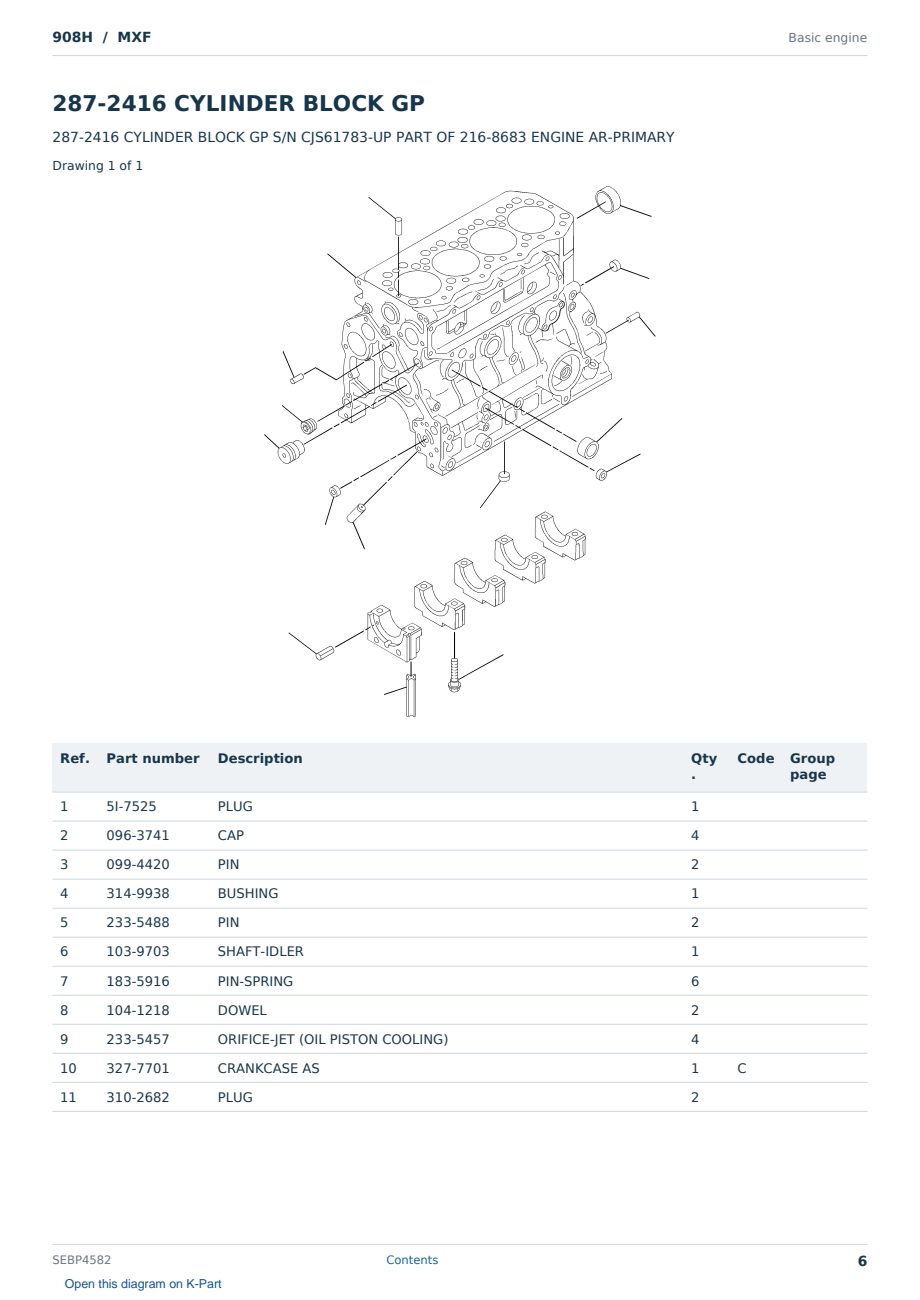 Caterpillar 908H S/N MXF Partsbook SEBP4582 (English) - sample page 6 of 10 Caterpillar 908H S/N MXF Partsbook SEBP4582 (English) - sample page 6 of 10