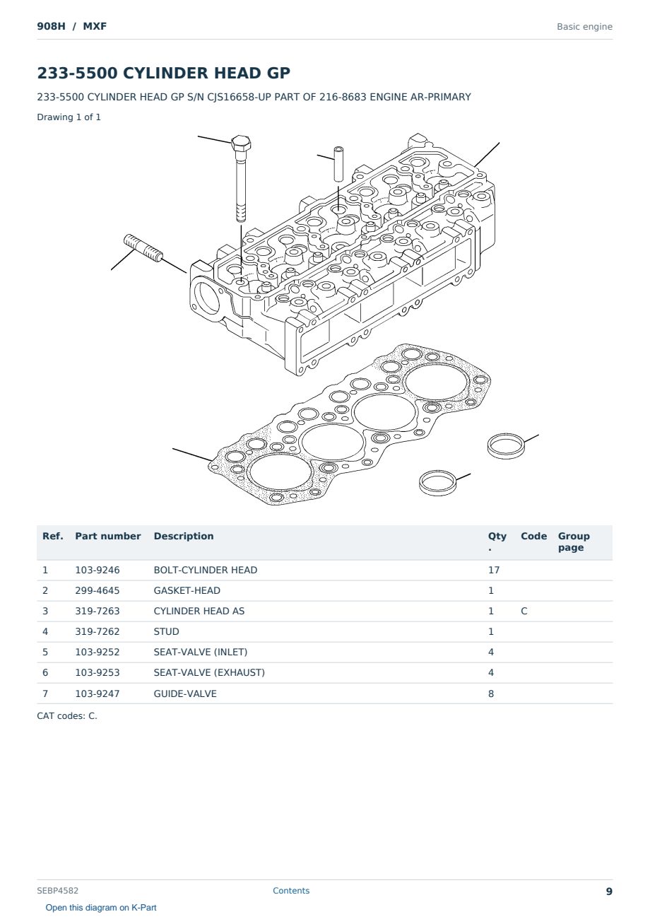 Caterpillar 908H S/N MXF Partsbook SEBP4582 (English) - sample page 9 of 10 Caterpillar 908H S/N MXF Partsbook SEBP4582 (English) - sample page 9 of 10