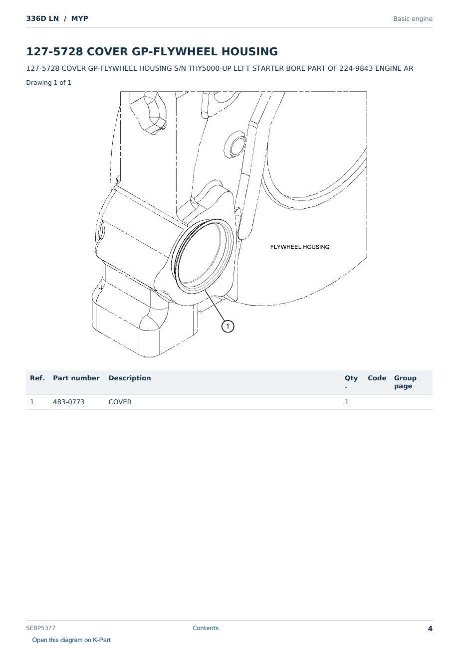 Caterpillar 336D LN S/N MYP Partsbook SEBP5377 (English) - sample page 4 of 10 Caterpillar 336D LN S/N MYP Partsbook SEBP5377 (English) - sample page 4 of 10