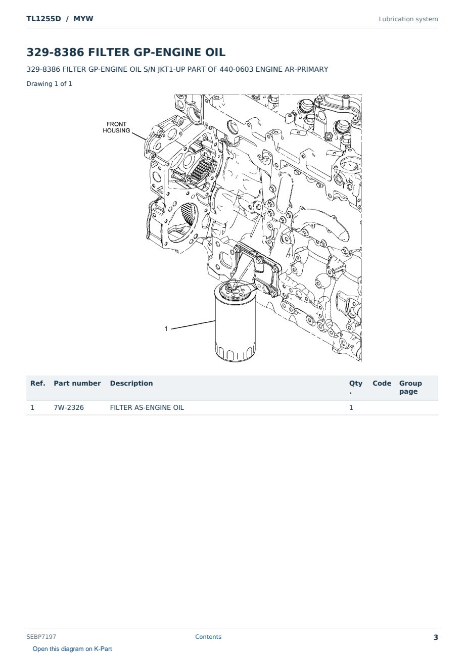 Caterpillar TL1255D S/N MYW Partsbook SEBP7197 (English) - sample page 3 of 10 Caterpillar TL1255D S/N MYW Partsbook SEBP7197 (English) - sample page 3 of 10