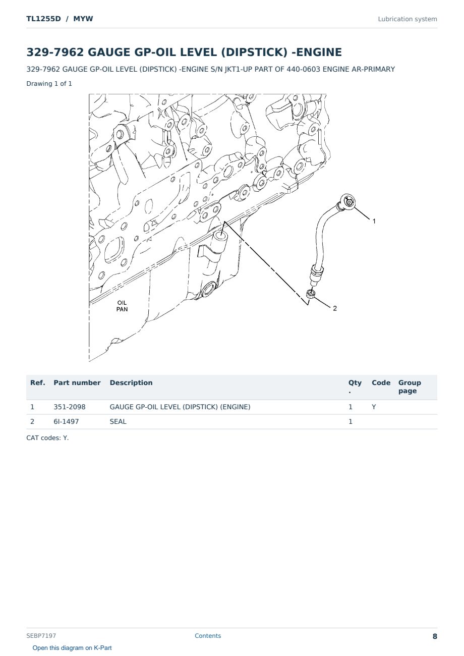 Caterpillar TL1255D S/N MYW Partsbook SEBP7197 (English) - sample page 8 of 10 Caterpillar TL1255D S/N MYW Partsbook SEBP7197 (English) - sample page 8 of 10