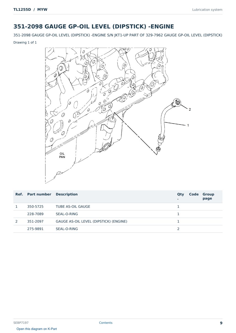 Caterpillar TL1255D S/N MYW Partsbook SEBP7197 (English) - sample page 9 of 10 Caterpillar TL1255D S/N MYW Partsbook SEBP7197 (English) - sample page 9 of 10