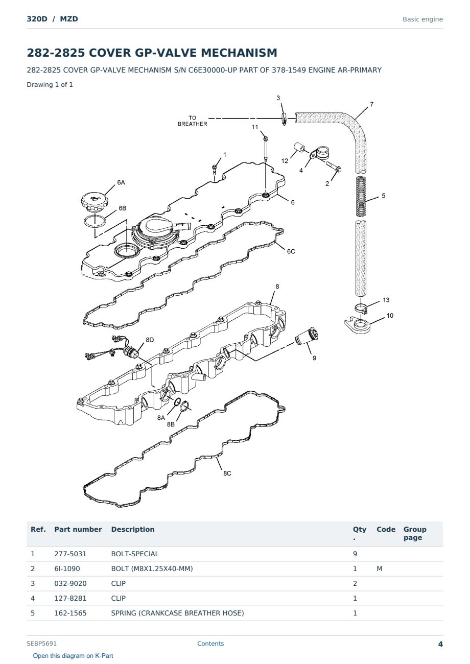 Caterpillar 320D S/N MZD Partsbook SEBP5691 (English) - sample page 4 of 10 Caterpillar 320D S/N MZD Partsbook SEBP5691 (English) - sample page 4 of 10