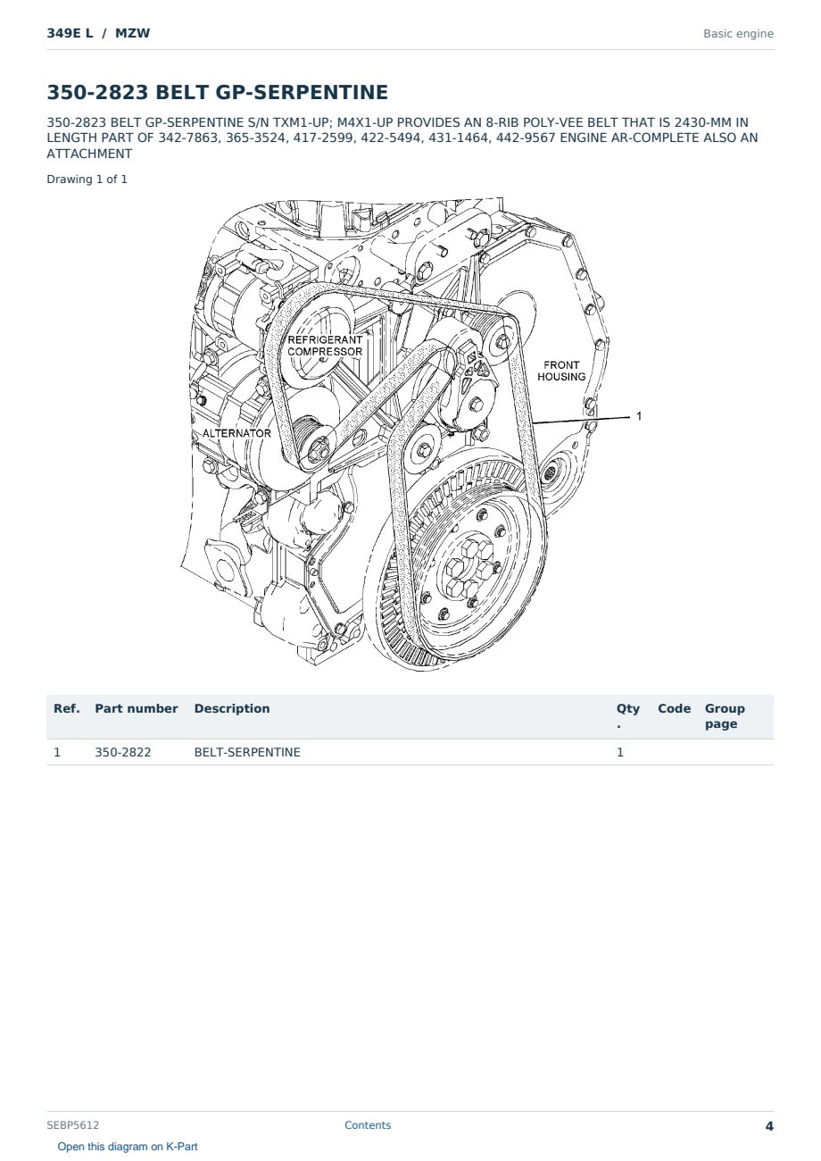 Caterpillar 349E L S/N MZW Partsbook SEBP5612 (English) - sample page 4 of 10 Caterpillar 349E L S/N MZW Partsbook SEBP5612 (English) - sample page 4 of 10