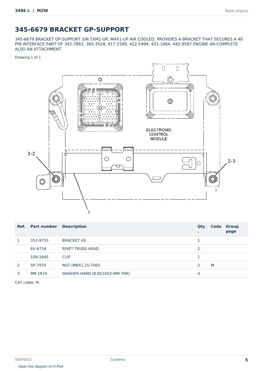 Caterpillar 349E L S/N MZW Partsbook SEBP5612 (English) - sample page 5 of 10 Caterpillar 349E L S/N MZW Partsbook SEBP5612 (English) - sample page 5 of 10