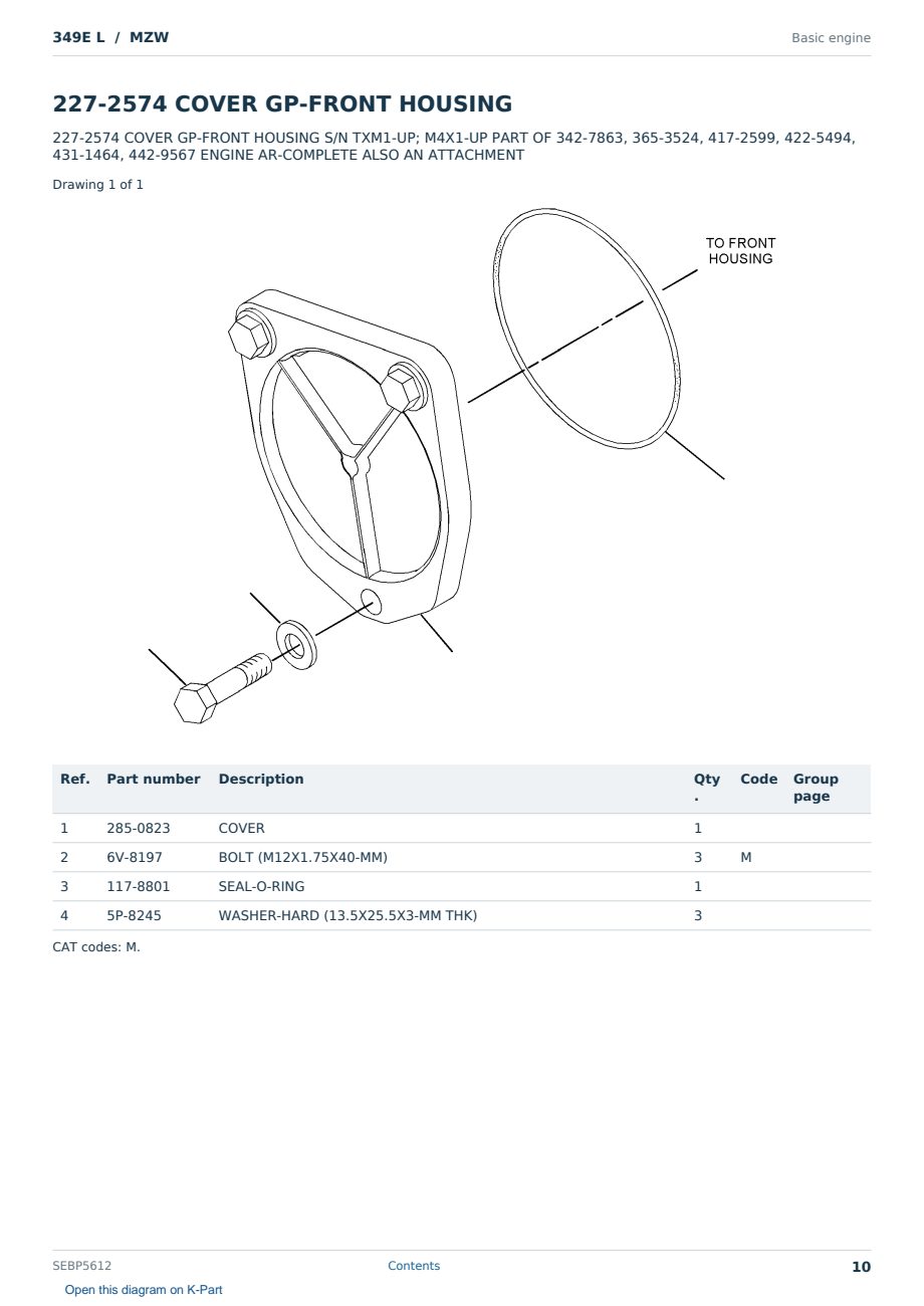 Caterpillar 349E L S/N MZW Partsbook SEBP5612 (English) - sample page 10 of 10 Caterpillar 349E L S/N MZW Partsbook SEBP5612 (English) - sample page 10 of 10