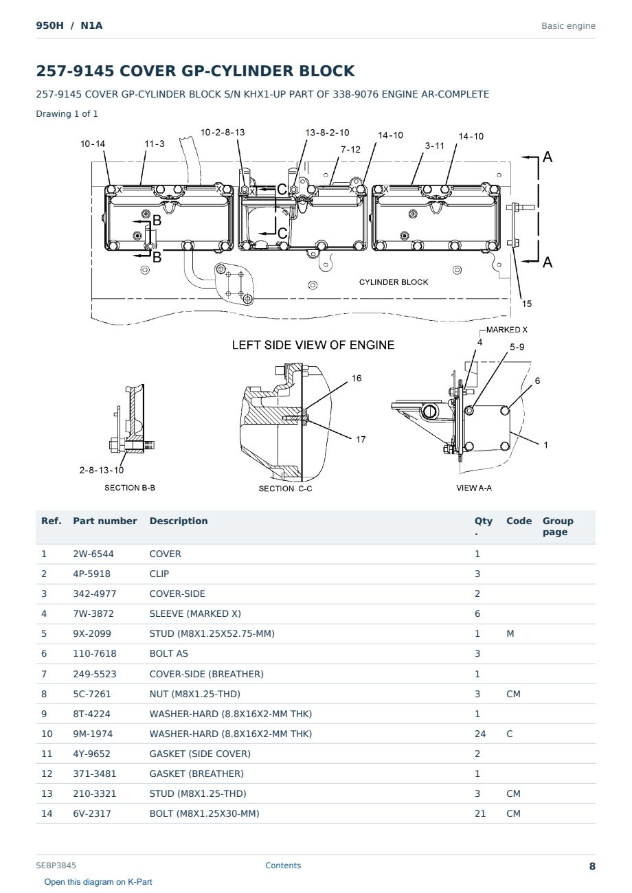Caterpillar 950H S/N N1A Partsbook SEBP3845 (English) - sample page 8 of 10 Caterpillar 950H S/N N1A Partsbook SEBP3845 (English) - sample page 8 of 10
