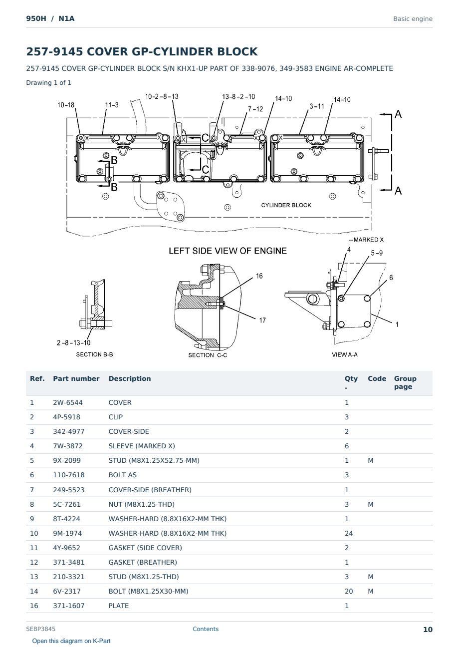 Caterpillar 950H S/N N1A Partsbook SEBP3845 (English) - sample page 10 of 10 Caterpillar 950H S/N N1A Partsbook SEBP3845 (English) - sample page 10 of 10