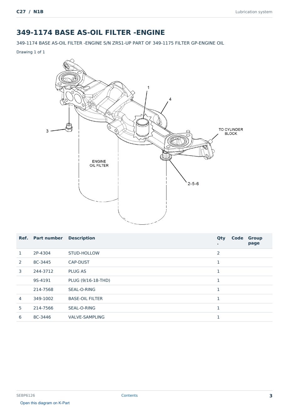 Caterpillar C27 S/N N1B Partsbook SEBP6126 (English) - sample page 3 of 10 Caterpillar C27 S/N N1B Partsbook SEBP6126 (English) - sample page 3 of 10