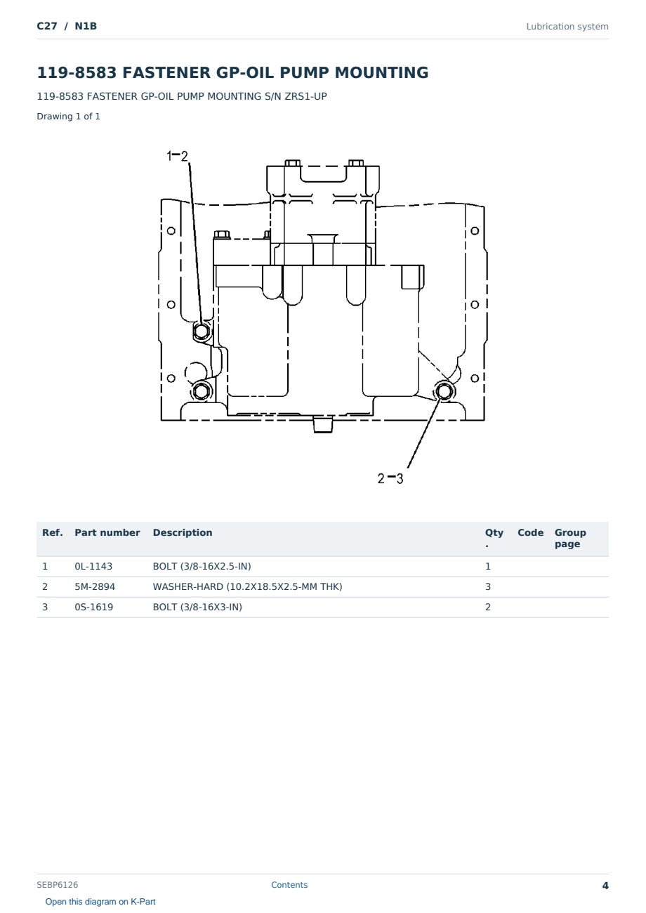 Caterpillar C27 S/N N1B Partsbook SEBP6126 (English) - sample page 4 of 10 Caterpillar C27 S/N N1B Partsbook SEBP6126 (English) - sample page 4 of 10
