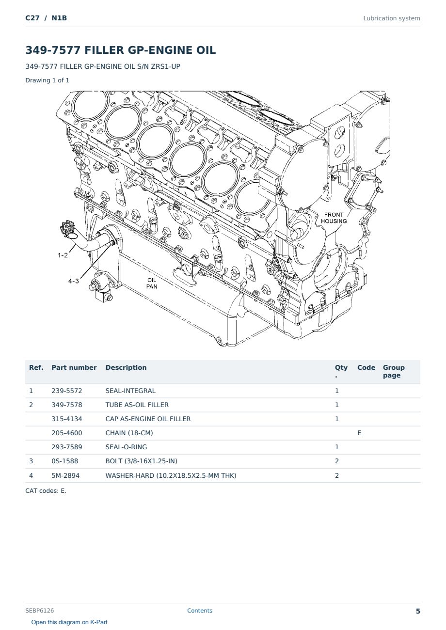 Caterpillar C27 S/N N1B Partsbook SEBP6126 (English) - sample page 5 of 10 Caterpillar C27 S/N N1B Partsbook SEBP6126 (English) - sample page 5 of 10