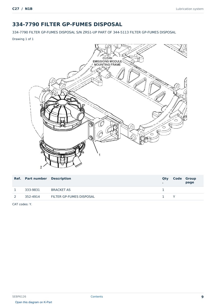 Caterpillar C27 S/N N1B Partsbook SEBP6126 (English) - sample page 9 of 10 Caterpillar C27 S/N N1B Partsbook SEBP6126 (English) - sample page 9 of 10