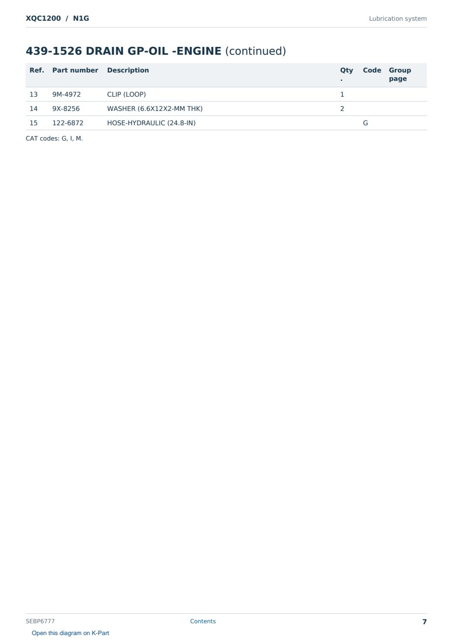 Caterpillar XQC1200 S/N N1G Partsbook SEBP6777 (English) - sample page 7 of 10 Caterpillar XQC1200 S/N N1G Partsbook SEBP6777 (English) - sample page 7 of 10