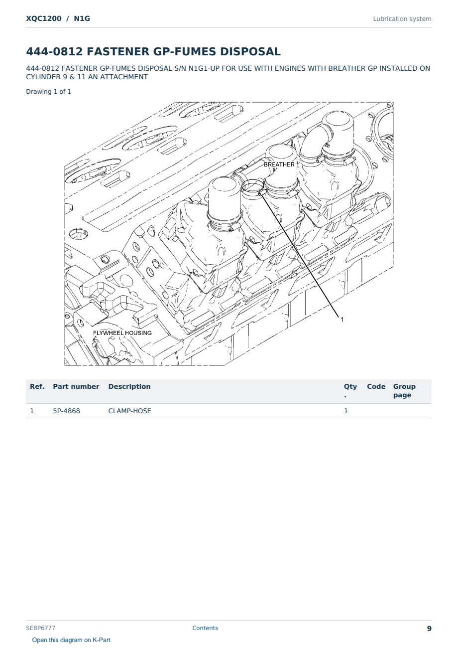 Caterpillar XQC1200 S/N N1G Partsbook SEBP6777 (English) - sample page 9 of 10 Caterpillar XQC1200 S/N N1G Partsbook SEBP6777 (English) - sample page 9 of 10
