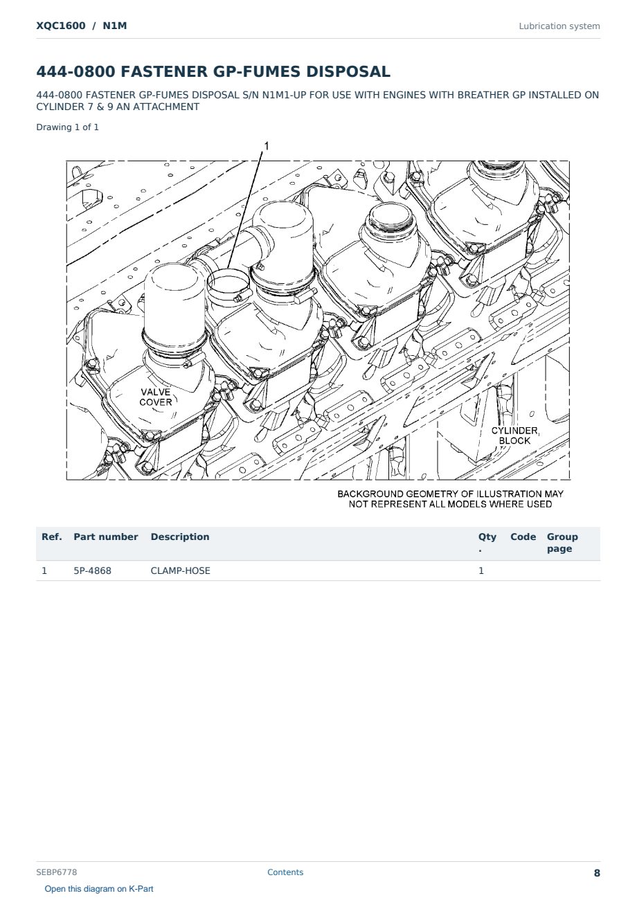 Caterpillar XQC1600 S/N N1M Partsbook SEBP6778 (English) - sample page 8 of 10 Caterpillar XQC1600 S/N N1M Partsbook SEBP6778 (English) - sample page 8 of 10