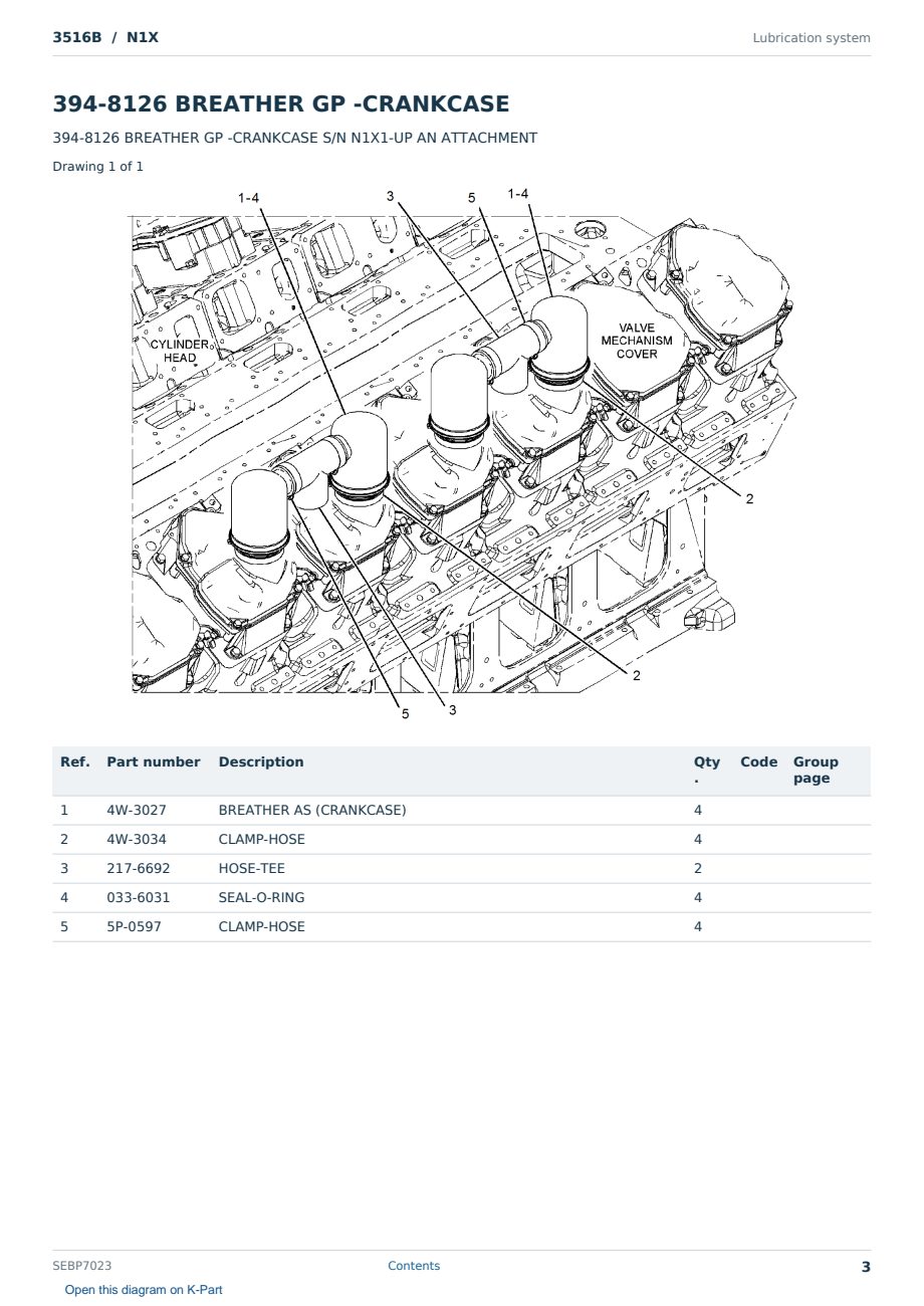 Caterpillar 3516B S/N N1X Partsbook SEBP7023 (English) - sample page 3 of 10 Caterpillar 3516B S/N N1X Partsbook SEBP7023 (English) - sample page 3 of 10