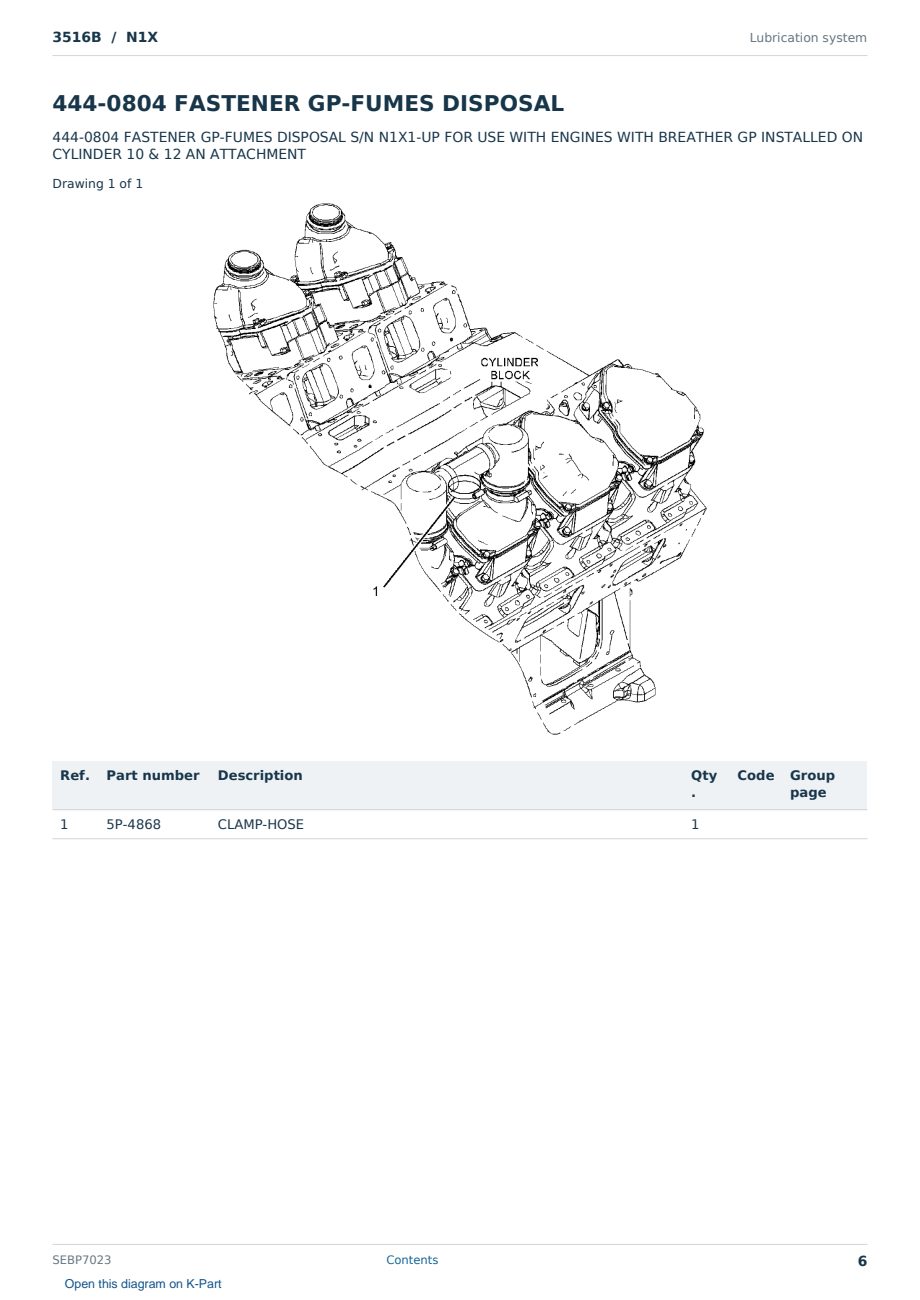 Caterpillar 3516B S/N N1X Partsbook SEBP7023 (English) - sample page 6 of 10 Caterpillar 3516B S/N N1X Partsbook SEBP7023 (English) - sample page 6 of 10