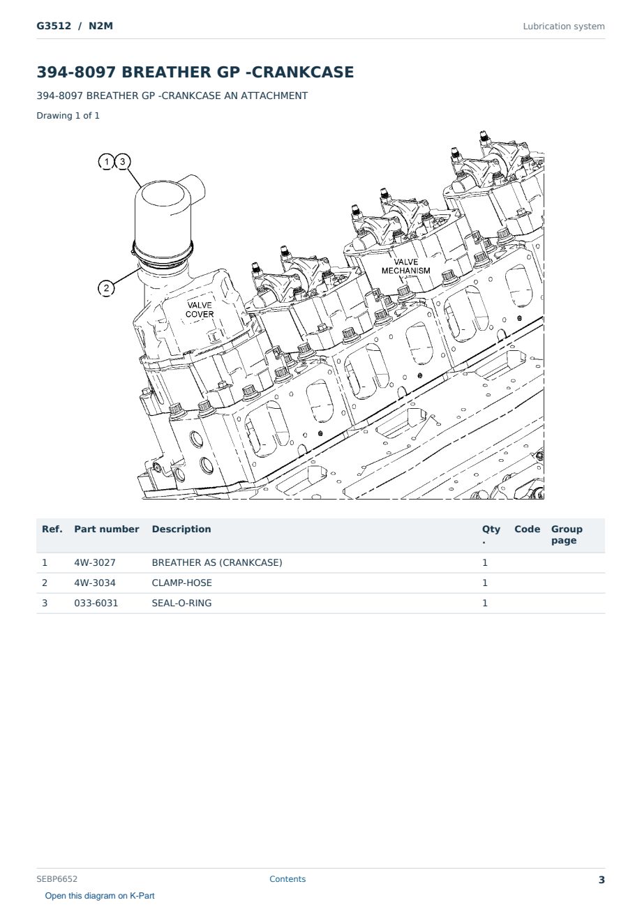 Caterpillar G3512 S/N N2M Partsbook SEBP6652 (English) - sample page 3 of 10 Caterpillar G3512 S/N N2M Partsbook SEBP6652 (English) - sample page 3 of 10