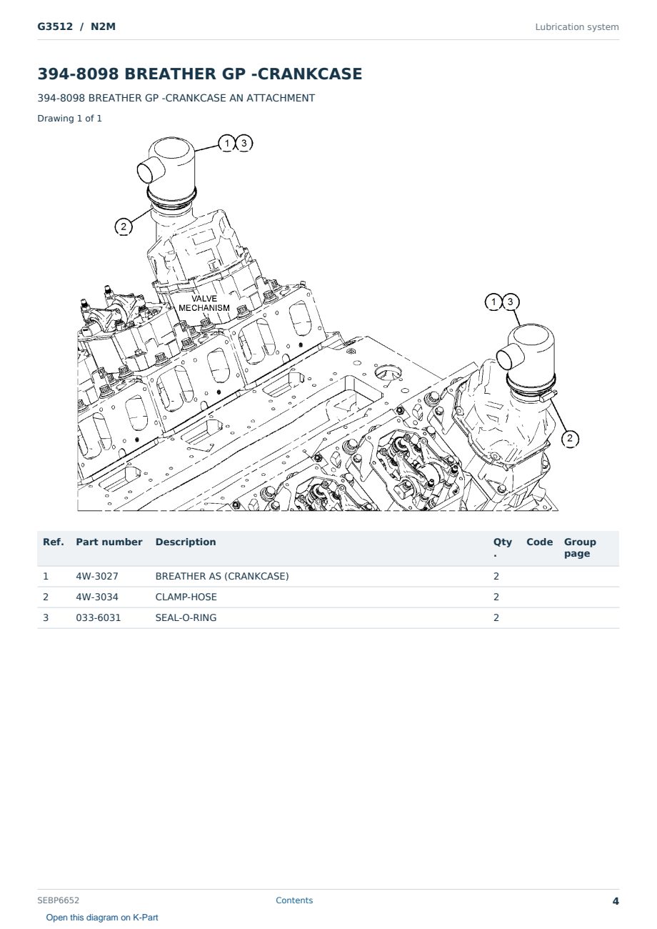 Caterpillar G3512 S/N N2M Partsbook SEBP6652 (English) - sample page 4 of 10 Caterpillar G3512 S/N N2M Partsbook SEBP6652 (English) - sample page 4 of 10