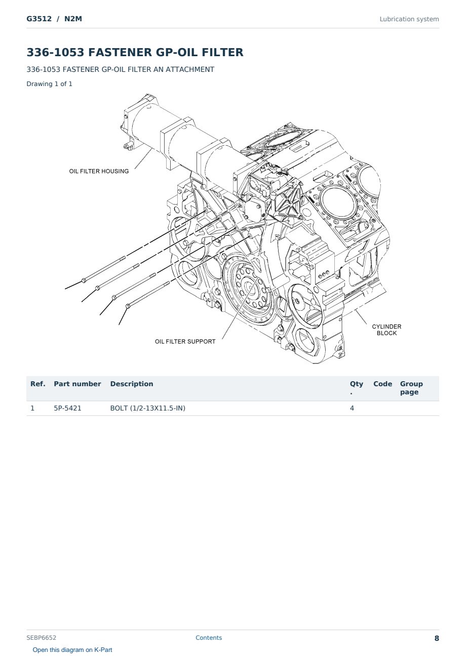 Caterpillar G3512 S/N N2M Partsbook SEBP6652 (English) - sample page 8 of 10 Caterpillar G3512 S/N N2M Partsbook SEBP6652 (English) - sample page 8 of 10