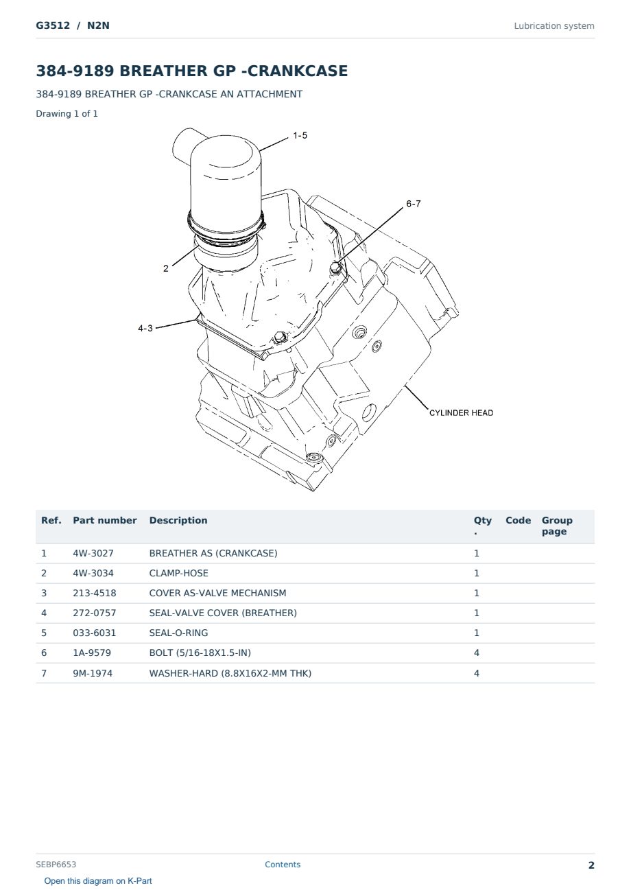 Caterpillar G3512 S/N N2N Partsbook SEBP6653 (English) - sample page 2 of 10 Caterpillar G3512 S/N N2N Partsbook SEBP6653 (English) - sample page 2 of 10