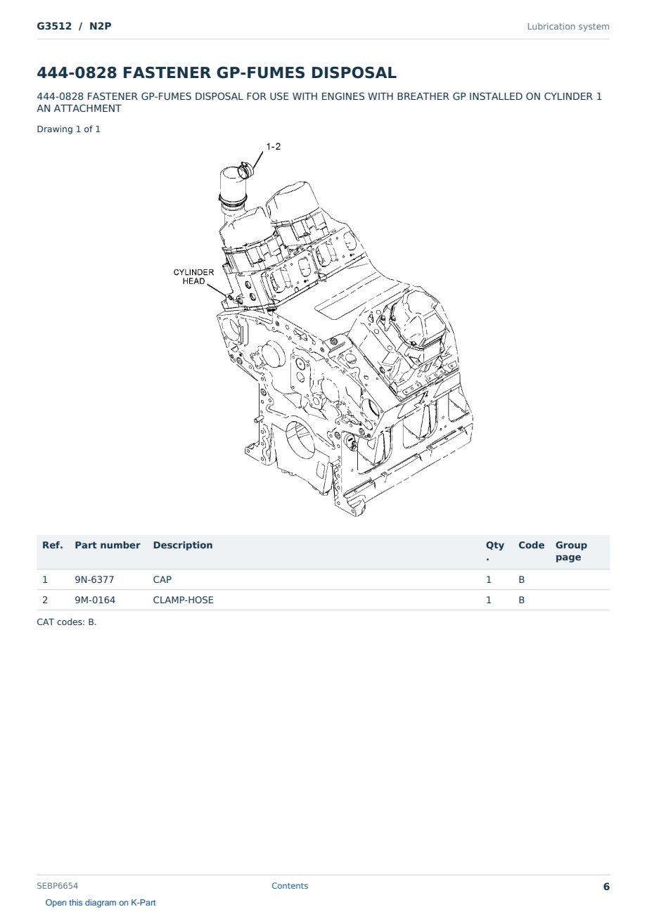 Caterpillar G3512 S/N N2P Partsbook SEBP6654 (English) - sample page 6 of 10 Caterpillar G3512 S/N N2P Partsbook SEBP6654 (English) - sample page 6 of 10