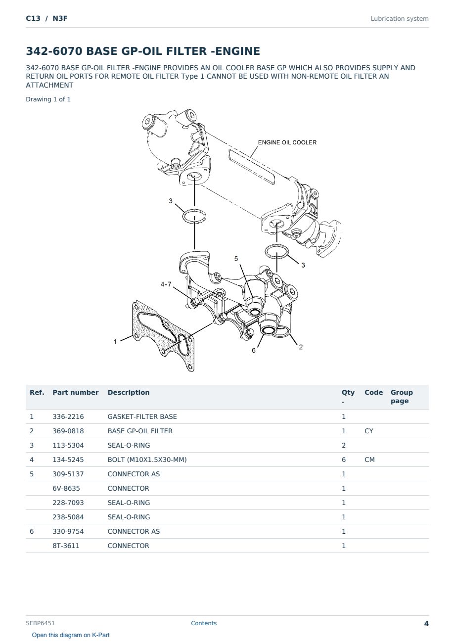 Caterpillar C13 S/N N3F Partsbook SEBP6451 (English) - sample page 4 of 10 Caterpillar C13 S/N N3F Partsbook SEBP6451 (English) - sample page 4 of 10