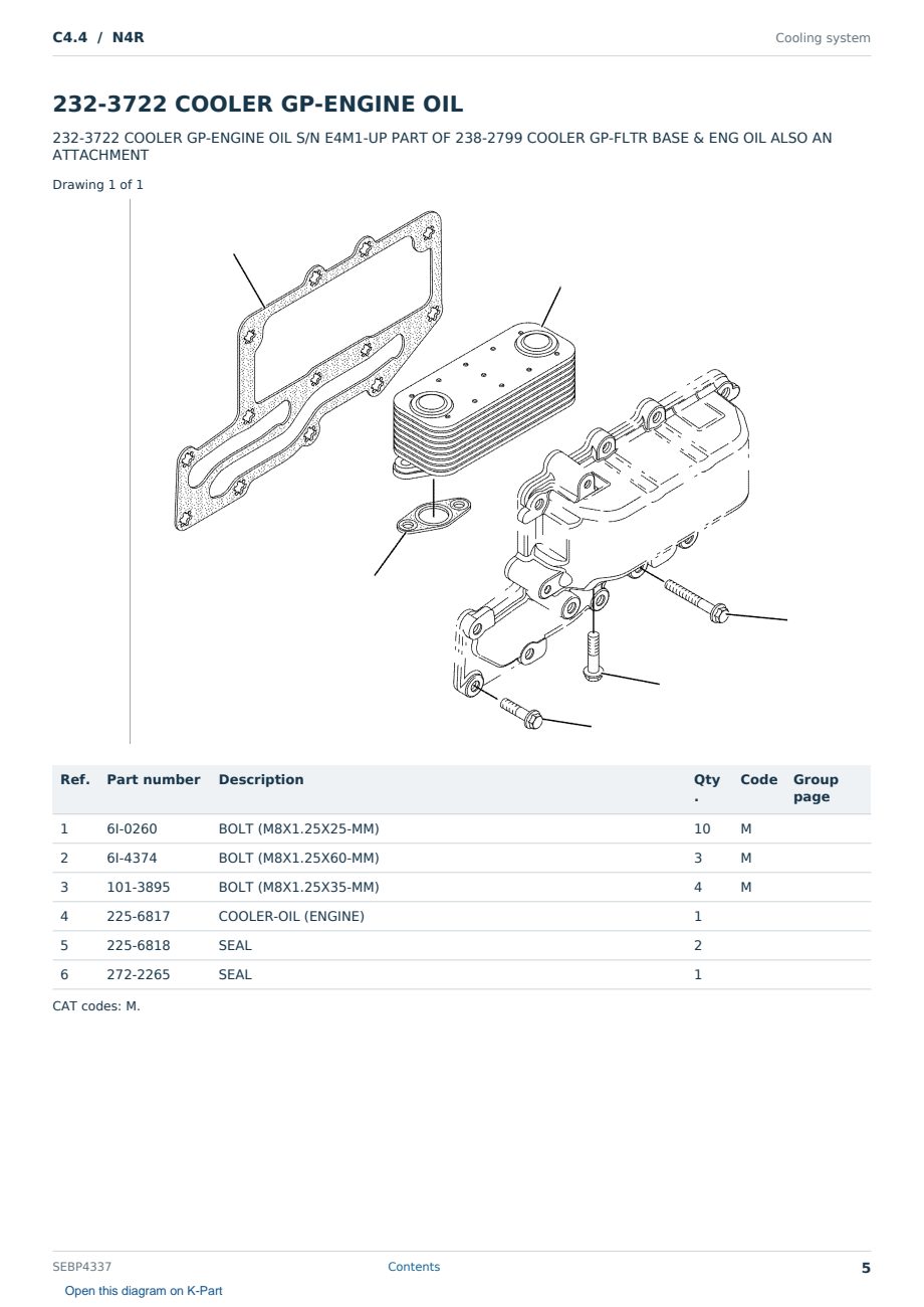 Caterpillar C4.4 S/N N4R Partsbook SEBP4337 (English) - sample page 5 of 10 Caterpillar C4.4 S/N N4R Partsbook SEBP4337 (English) - sample page 5 of 10