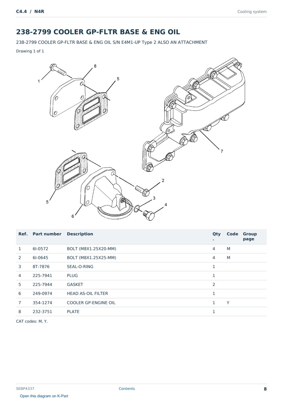 Caterpillar C4.4 S/N N4R Partsbook SEBP4337 (English) - sample page 8 of 10 Caterpillar C4.4 S/N N4R Partsbook SEBP4337 (English) - sample page 8 of 10