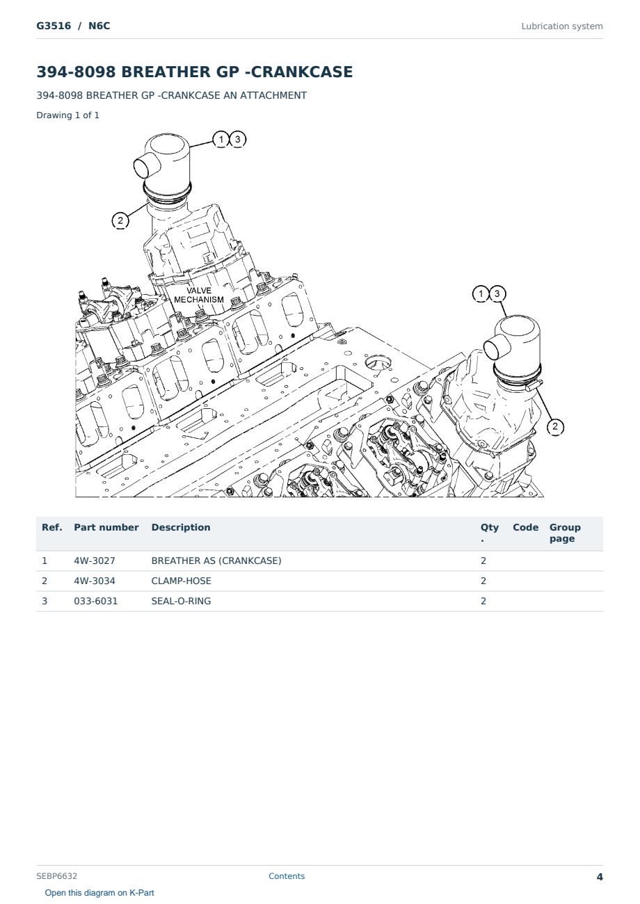 Caterpillar G3516 S/N N6C Partsbook SEBP6632 (English) - sample page 4 of 10 Caterpillar G3516 S/N N6C Partsbook SEBP6632 (English) - sample page 4 of 10