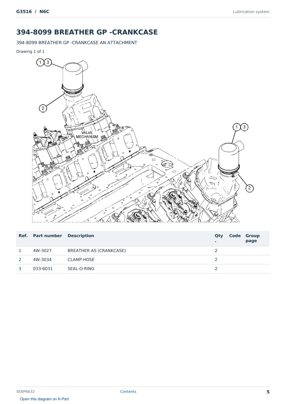 Caterpillar G3516 S/N N6C Partsbook SEBP6632 (English) - sample page 5 of 10 Caterpillar G3516 S/N N6C Partsbook SEBP6632 (English) - sample page 5 of 10