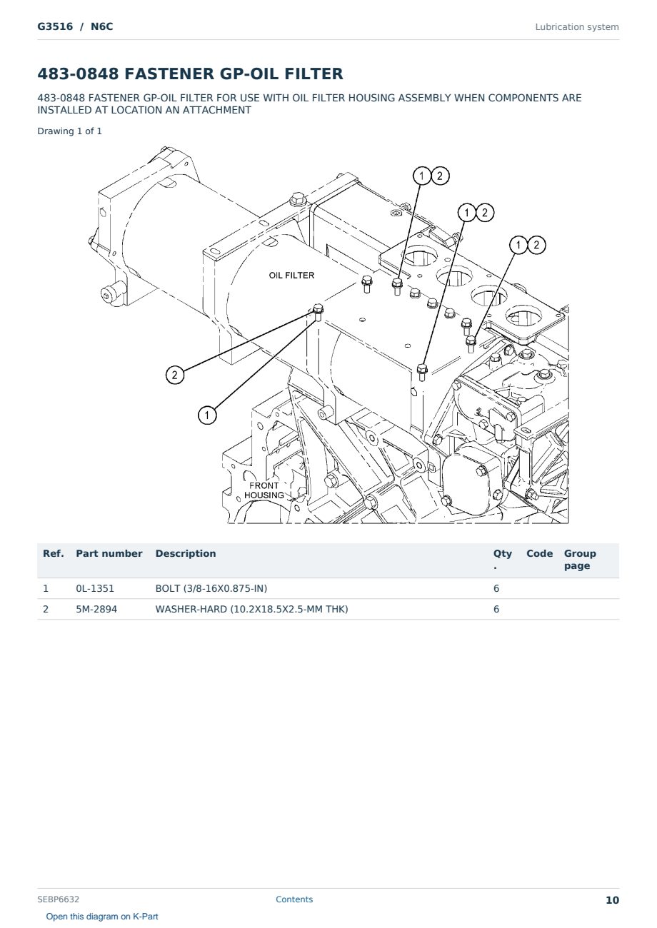 Caterpillar G3516 S/N N6C Partsbook SEBP6632 (English) - sample page 10 of 10 Caterpillar G3516 S/N N6C Partsbook SEBP6632 (English) - sample page 10 of 10