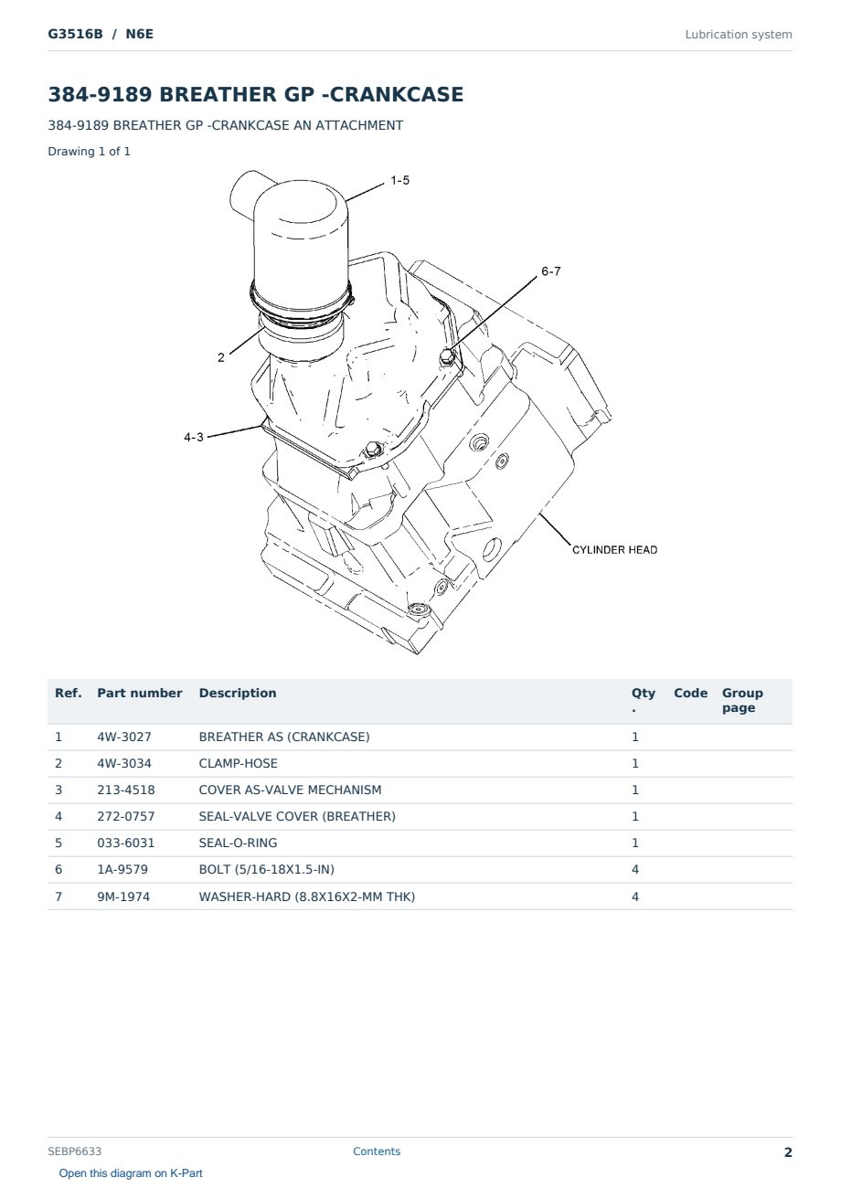 Caterpillar G3516B S/N N6E Partsbook SEBP6633 (English) - sample page 2 of 10 Caterpillar G3516B S/N N6E Partsbook SEBP6633 (English) - sample page 2 of 10