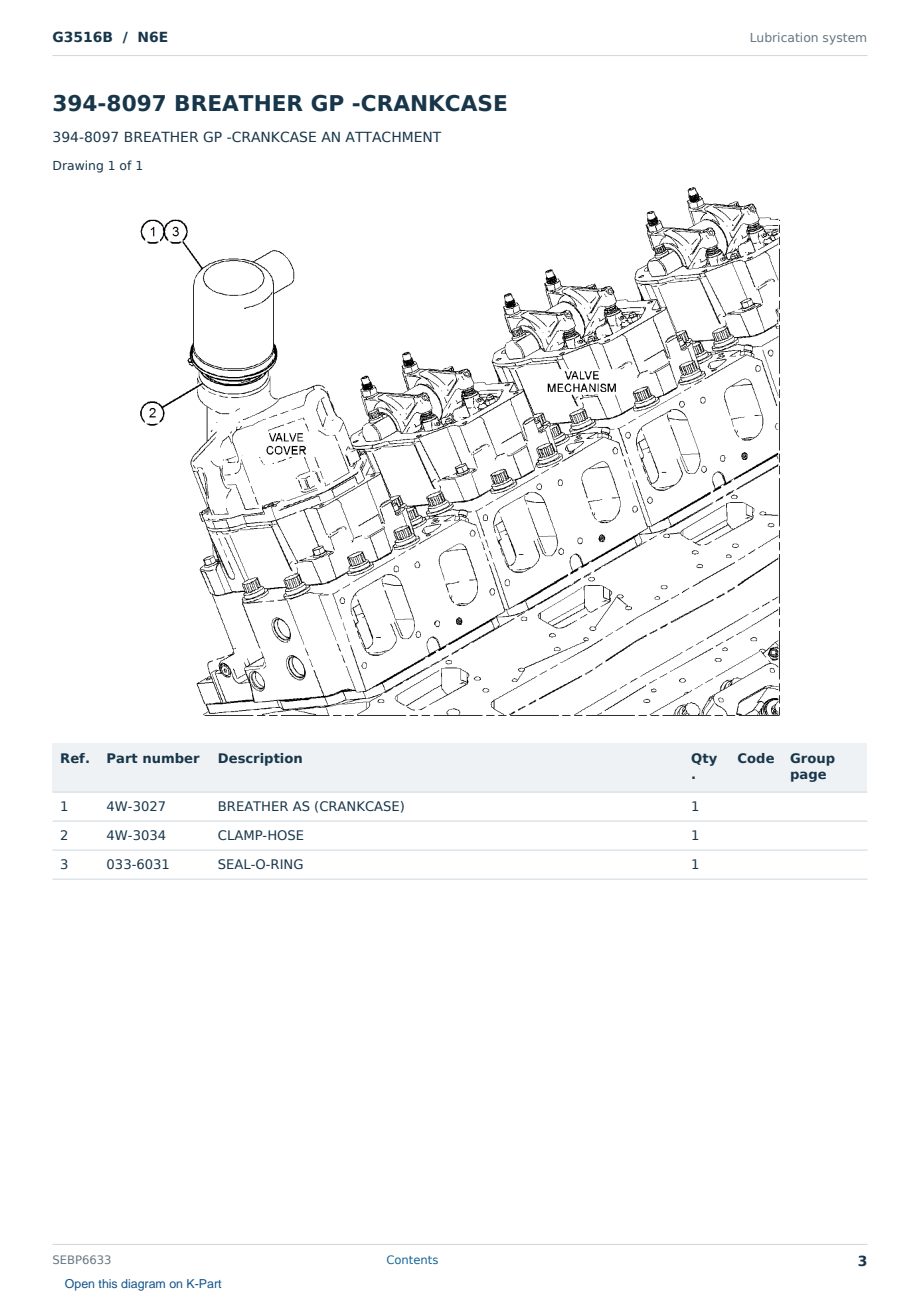 Caterpillar G3516B S/N N6E Partsbook SEBP6633 (English) - sample page 3 of 10 Caterpillar G3516B S/N N6E Partsbook SEBP6633 (English) - sample page 3 of 10