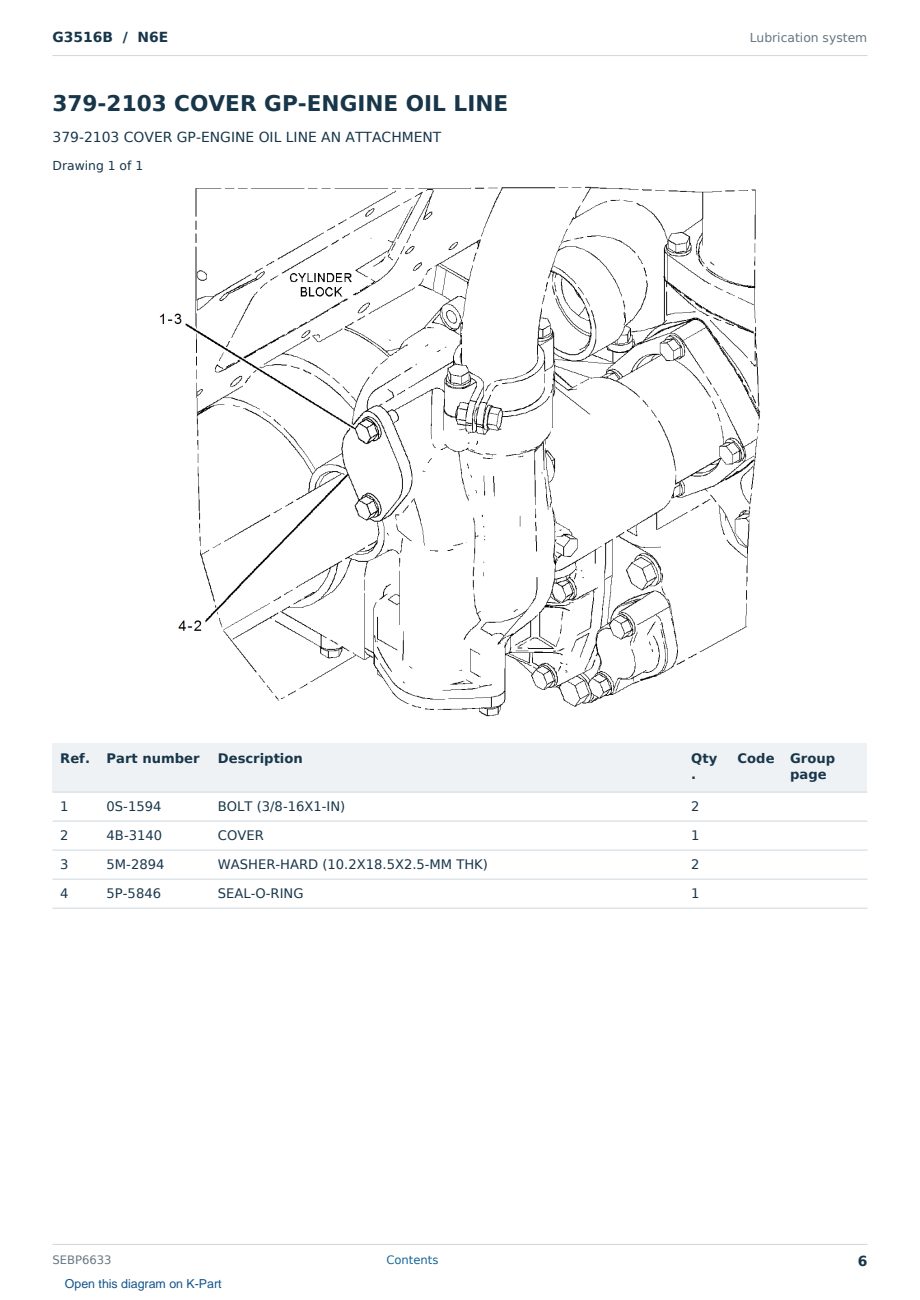 Caterpillar G3516B S/N N6E Partsbook SEBP6633 (English) - sample page 6 of 10 Caterpillar G3516B S/N N6E Partsbook SEBP6633 (English) - sample page 6 of 10